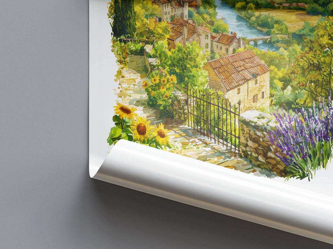 Dordogne Valley Watercolor Poster Dordogne Valley Wall Art Dordogne Travel Print Dordogne Painting France Decor