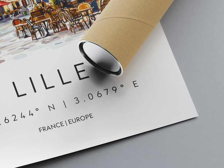 Lille Watercolor Poster Lille Wall Art Lille Travel Print Lille Cityscape Decor Lille Painting Lille France Print Vintage Style