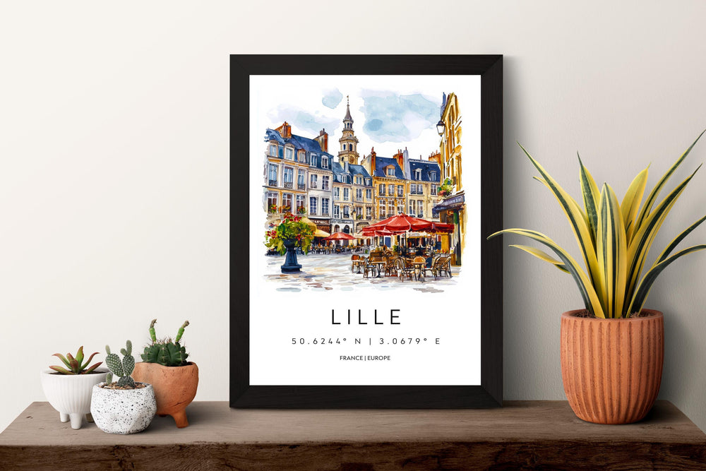 Lille Watercolor Poster Lille Wall Art Lille Travel Print Lille Cityscape Decor Lille Painting Lille France Print Vintage Style