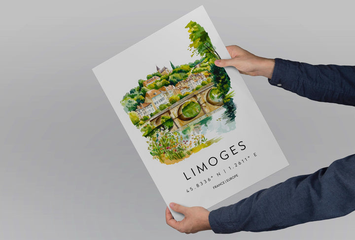 Limoges Watercolor Poster Limoges Wall Art Limoges Travel Print Limoges City Decor Limoges France Painting Travel Poster
