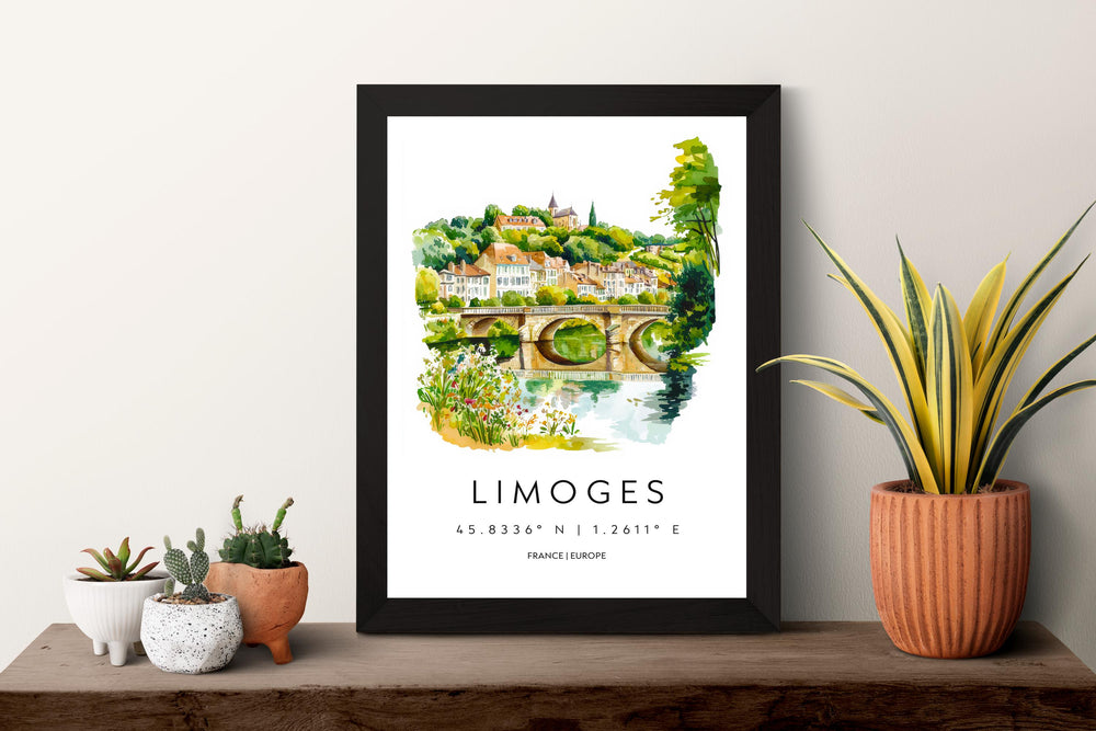 Limoges Watercolor Poster Limoges Wall Art Limoges Travel Print Limoges City Decor Limoges France Painting Travel Poster