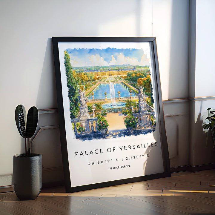 Palace of Versailles Watercolor Poster Versailles Wall Art Versailles Travel Print Versailles Decor France Painting Travel Poster
