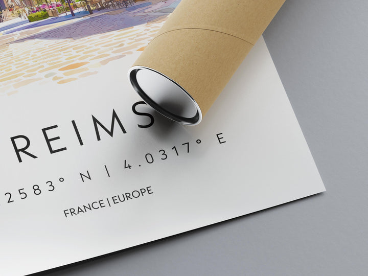 Reims Watercolor Poster Reims Wall Art Reims Travel Print Reims City Decor Reims France Painting Reims Cathedral Poster