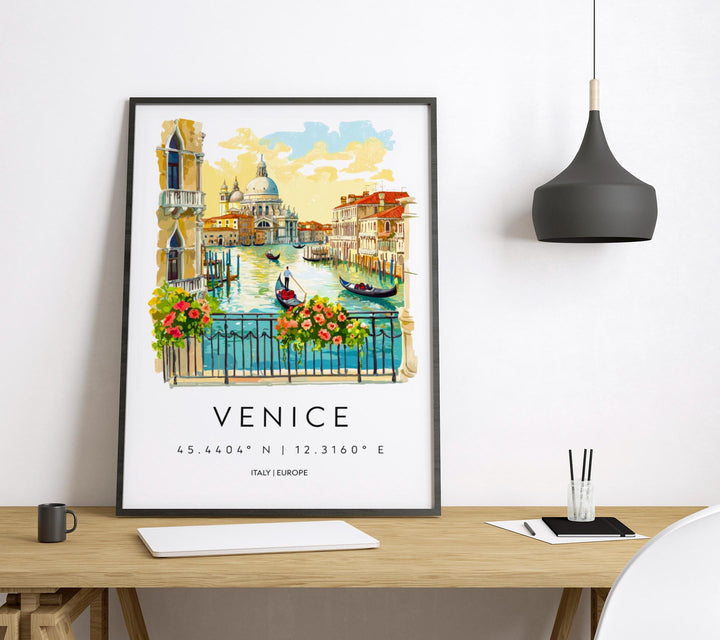 Venice Watercolor Poster Venice Italy Travel Print Wall Art Venice Decor Italian Canal Cityscape Fine Art Print Venice Souvenir Gift