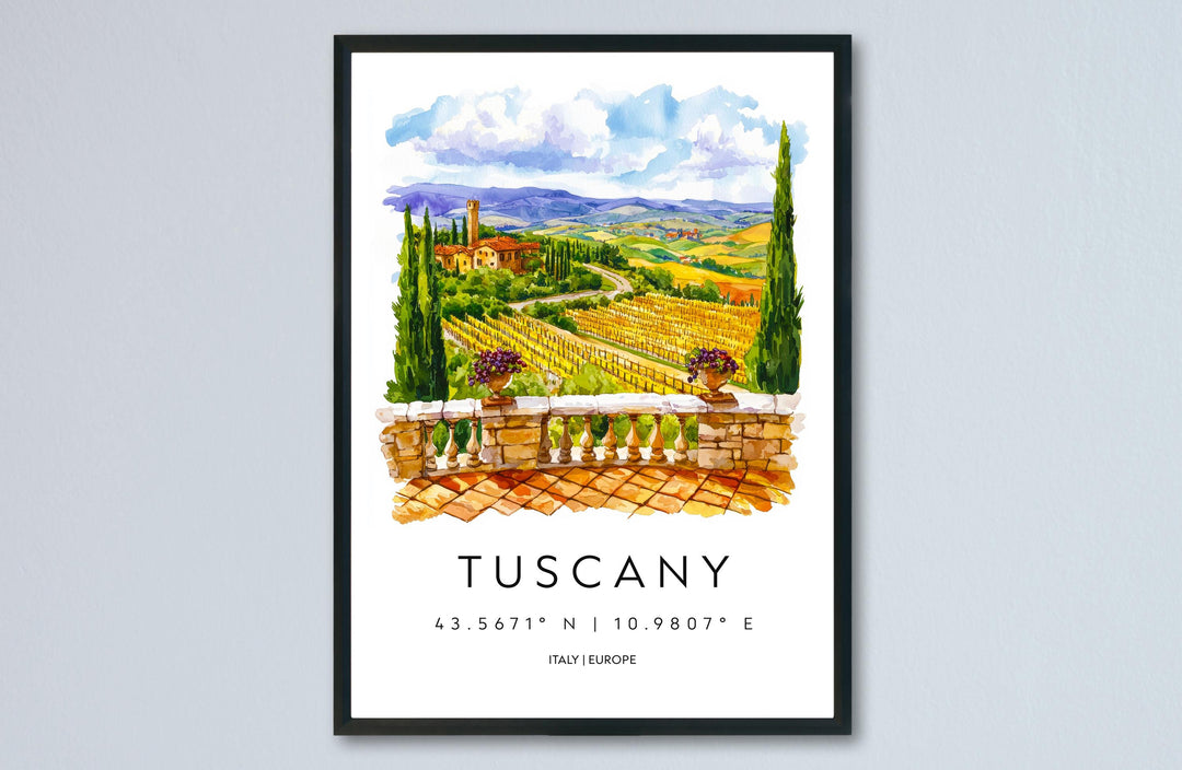 Tuscany Watercolor Poster Tuscany Italy Travel Print Wall Art Tuscany Decor Italian Landscape Farmhouse Art Print Tuscany Souvenir Gift