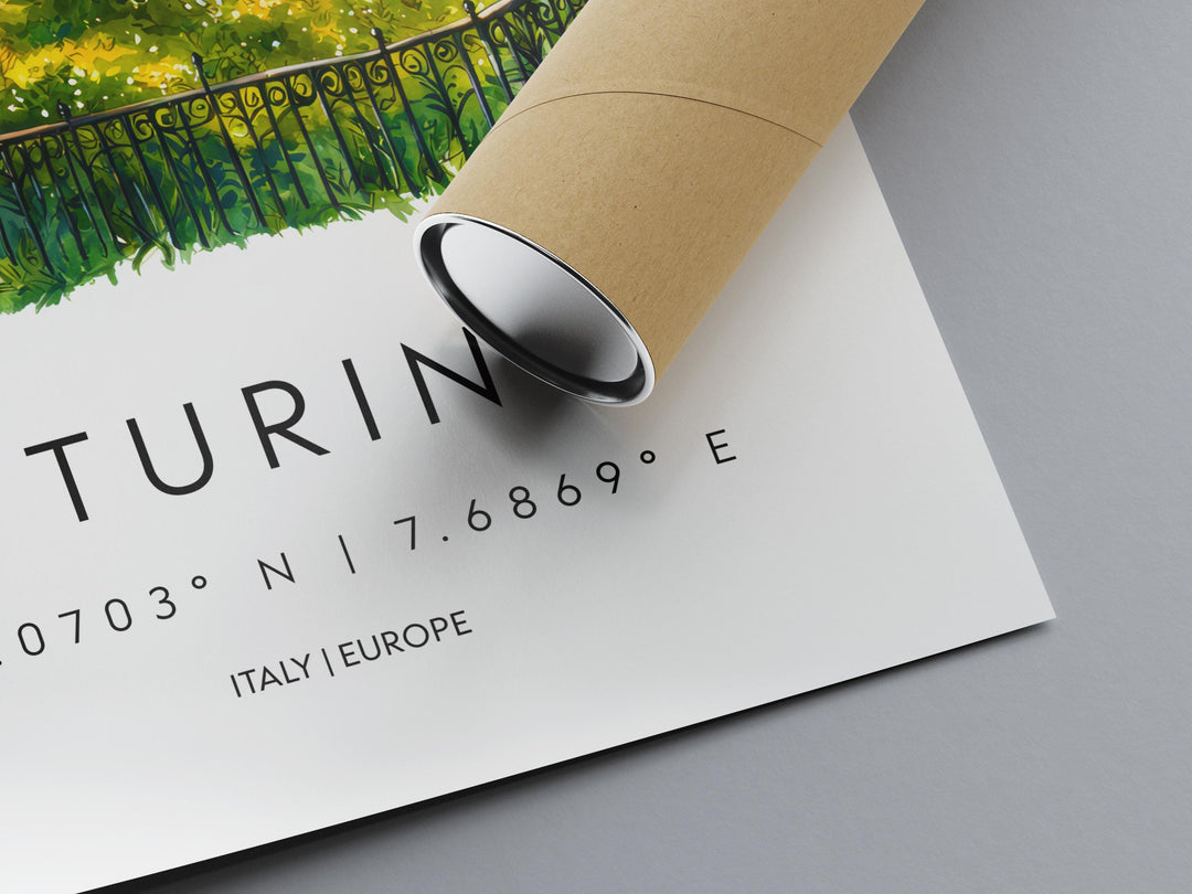 Turin Watercolor Poster Turin Italy Travel Print Wall Art Turin Decor Italian Cityscape Fine Art Print Turin Souvenir Gift for Travel Lover