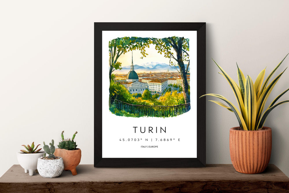 Turin Watercolor Poster Turin Italy Travel Print Wall Art Turin Decor Italian Cityscape Fine Art Print Turin Souvenir Gift for Travel Lover