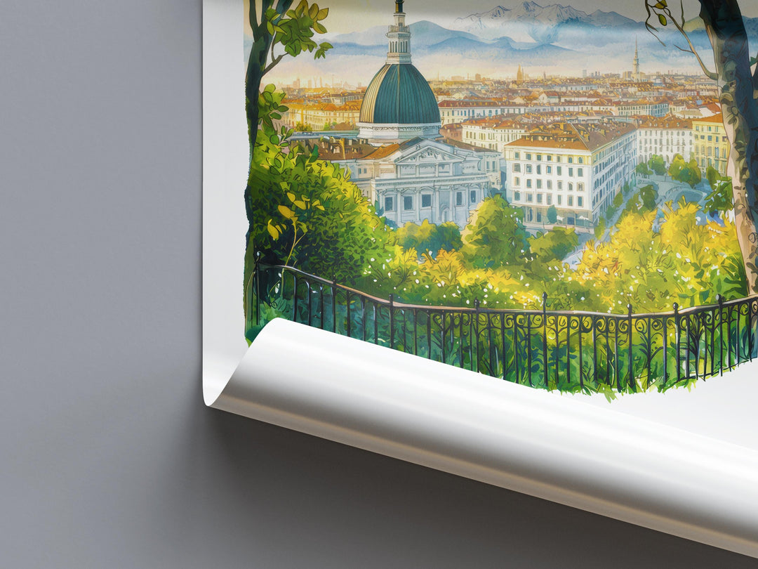 Turin Watercolor Poster Turin Italy Travel Print Wall Art Turin Decor Italian Cityscape Fine Art Print Turin Souvenir Gift for Travel Lover