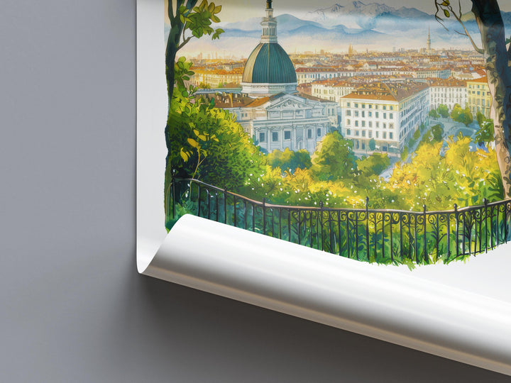 Turin Watercolor Poster Turin Italy Travel Print Wall Art Turin Decor Italian Cityscape Fine Art Print Turin Souvenir Gift for Travel Lover