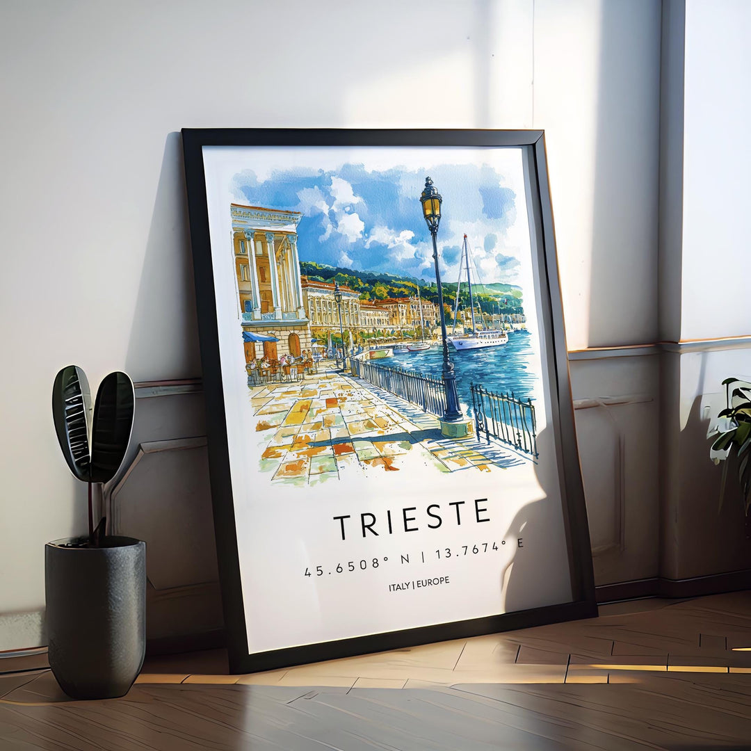 Trieste Watercolor Poster Trieste Italy Travel Print Wall Art Trieste Decor Italian Port City Fine Art Print Trieste Souvenir Gift