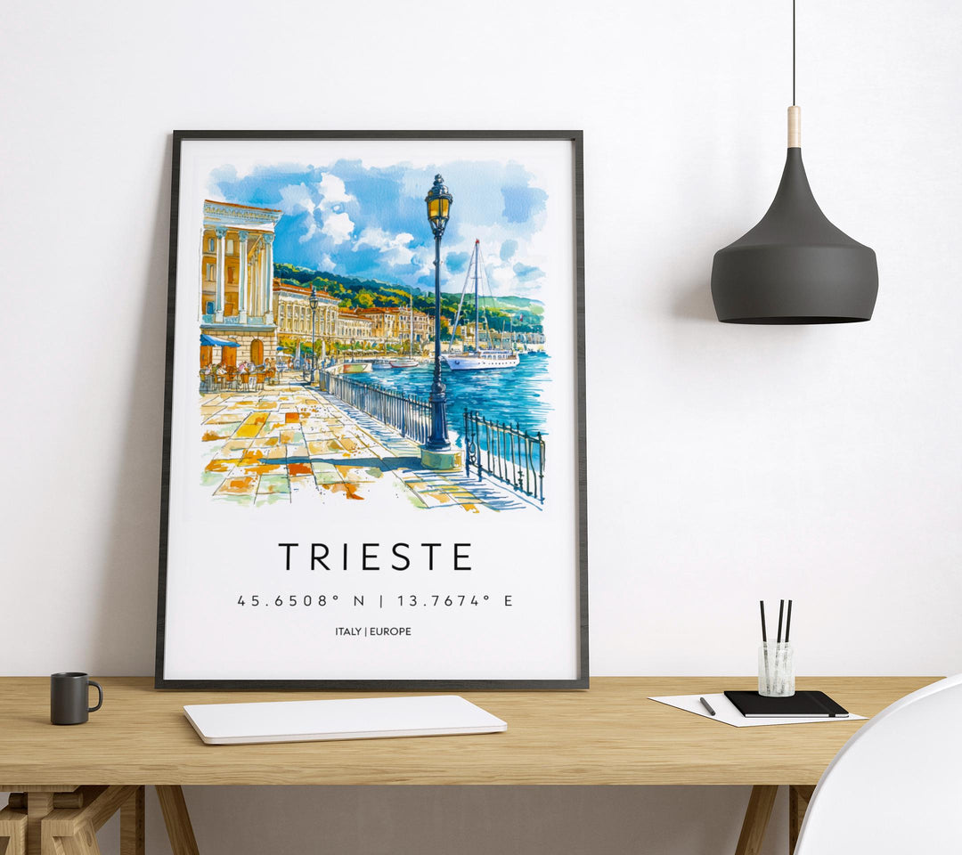 Trieste Watercolor Poster Trieste Italy Travel Print Wall Art Trieste Decor Italian Port City Fine Art Print Trieste Souvenir Gift