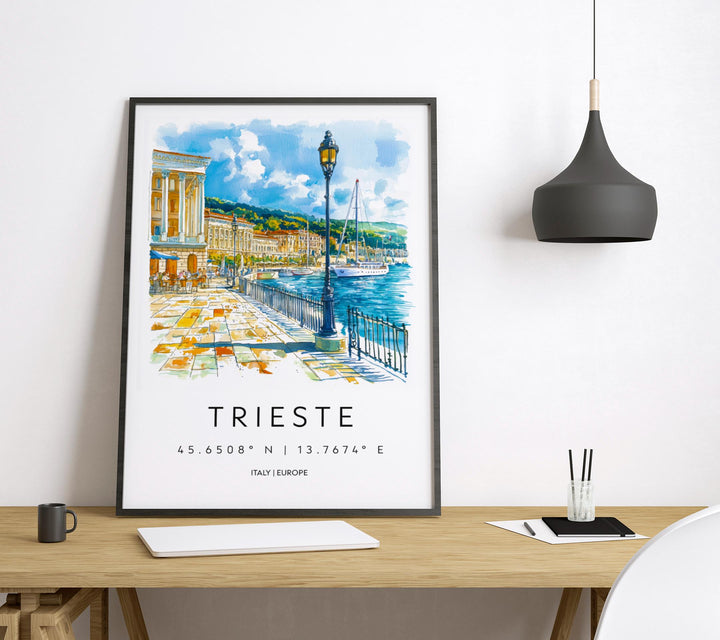 Trieste Watercolor Poster Trieste Italy Travel Print Wall Art Trieste Decor Italian Port City Fine Art Print Trieste Souvenir Gift