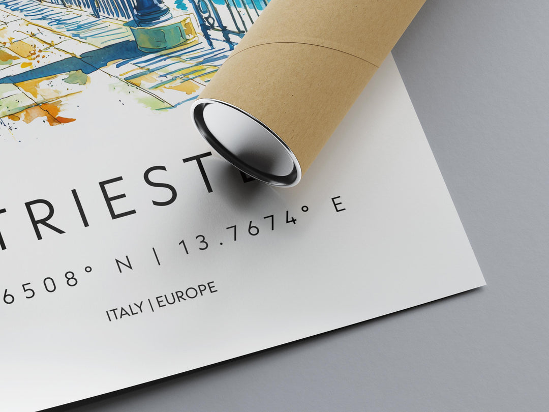 Trieste Watercolor Poster Trieste Italy Travel Print Wall Art Trieste Decor Italian Port City Fine Art Print Trieste Souvenir Gift