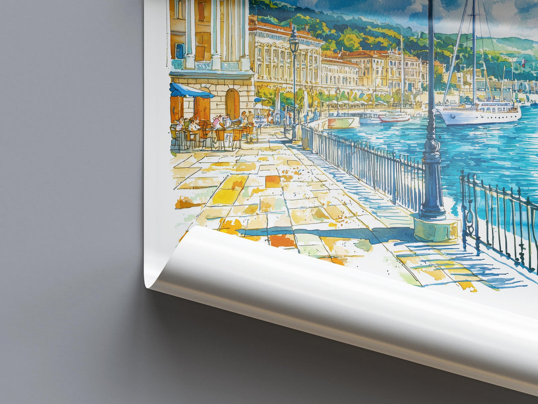 Trieste Watercolor Poster Trieste Italy Travel Print Wall Art Trieste Decor Italian Port City Fine Art Print Trieste Souvenir Gift