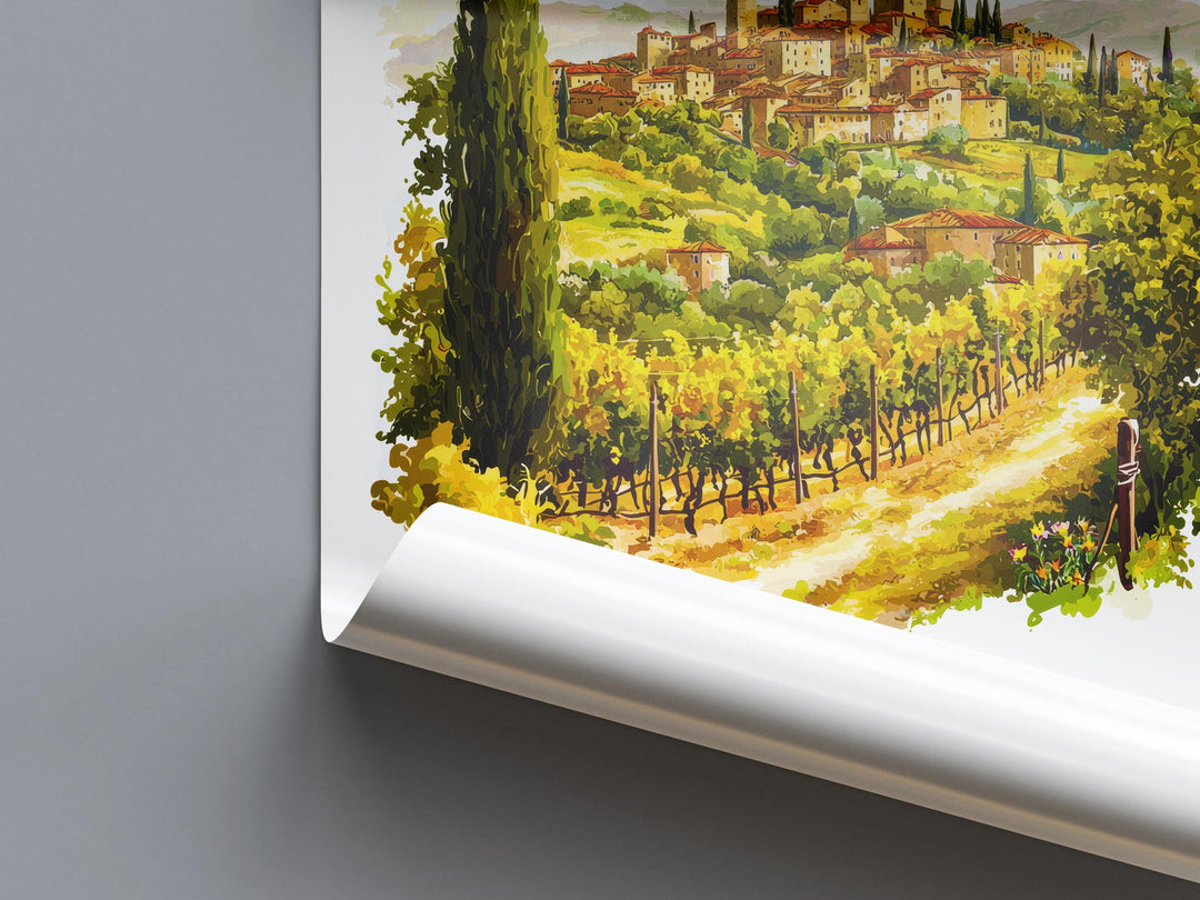 San Gimignano Watercolor Poster San Gimignano Italy Travel Print Wall Art San Gimignano Decor Medieval Tower Town Art Print