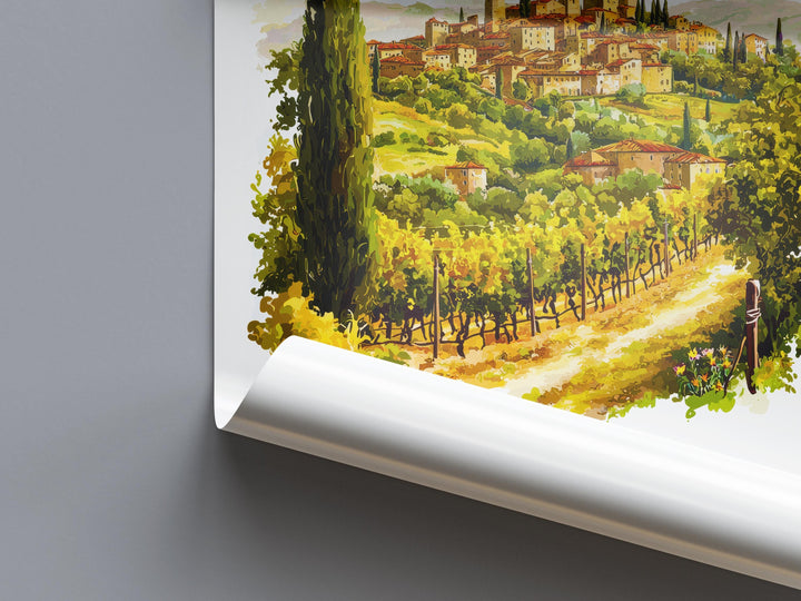 San Gimignano Watercolor Poster San Gimignano Italy Travel Print Wall Art San Gimignano Decor Medieval Tower Town Art Print