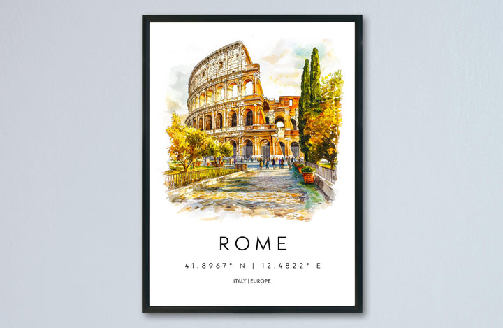 Rome Watercolor Poster Rome Italy Travel Print Wall Art Rome Decor Italian Capital City Art Print Rome Souvenir Gift for Travelers