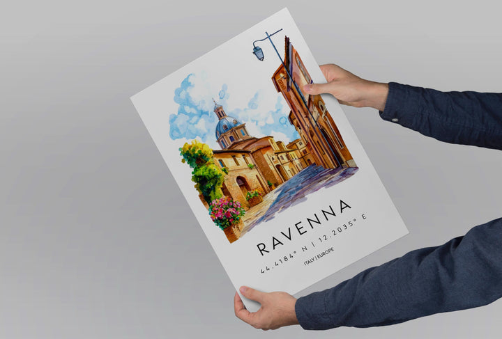 Ravenna Watercolor Poster Ravenna Italy Travel Print Wall Art Ravenna Decor Italian Mosaic City Art Print Ravenna Souvenir Gift
