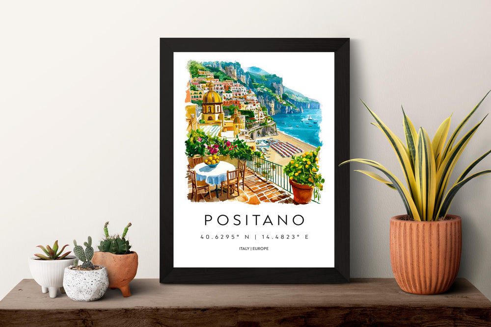 Positano Watercolor Poster Positano Italy Travel Print Wall Art Positano Decor Italian Coast Fine Art Print Positano Souvenir Gift