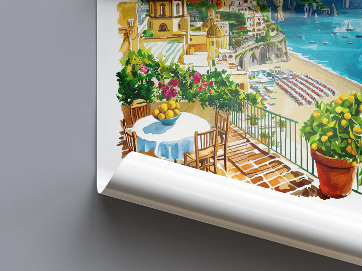 Positano Watercolor Poster Positano Italy Travel Print Wall Art Positano Decor Italian Coast Fine Art Print Positano Souvenir Gift