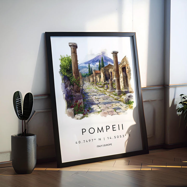 Pompeii Watercolor Poster Pompeii Italy Travel Print Wall Art Pompeii Decor Ancient Roman Ruins Art Print Pompeii Souvenir Gift