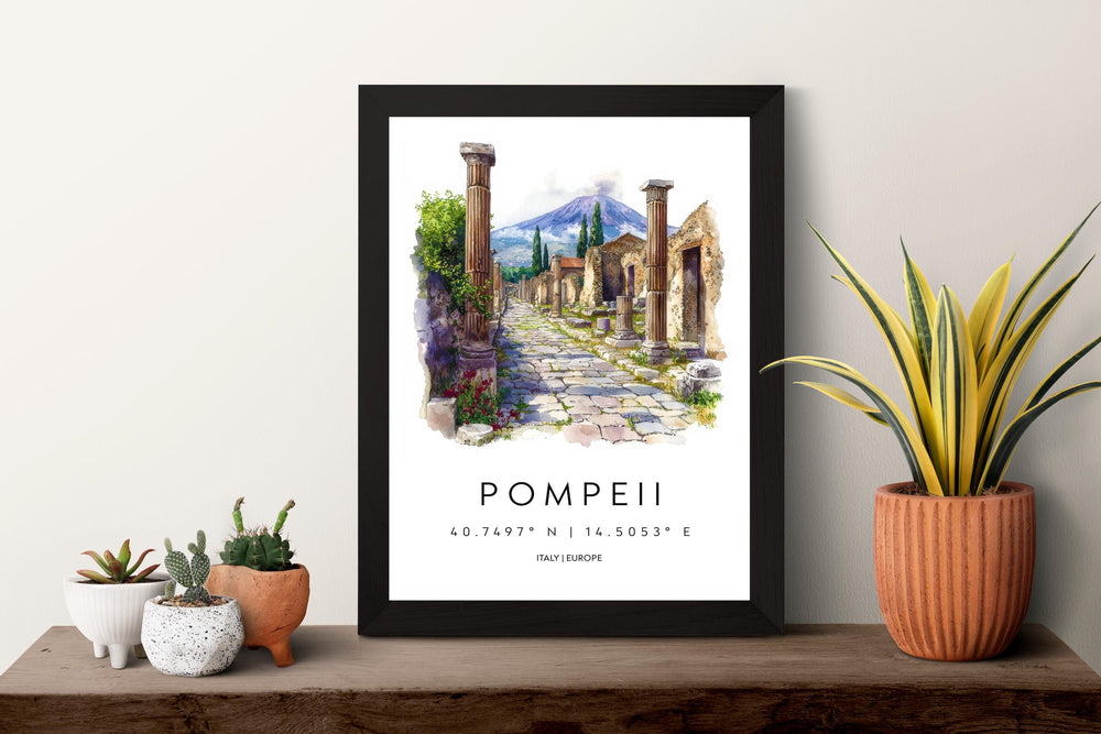 Pompeii Watercolor Poster Pompeii Italy Travel Print Wall Art Pompeii Decor Ancient Roman Ruins Art Print Pompeii Souvenir Gift