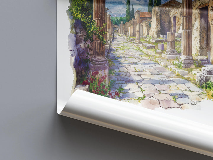 Pompeii Watercolor Poster Pompeii Italy Travel Print Wall Art Pompeii Decor Ancient Roman Ruins Art Print Pompeii Souvenir Gift