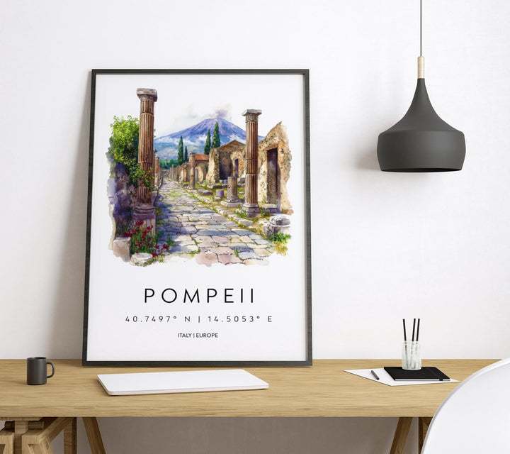 Pompeii Watercolor Poster Pompeii Italy Travel Print Wall Art Pompeii Decor Ancient Roman Ruins Art Print Pompeii Souvenir Gift