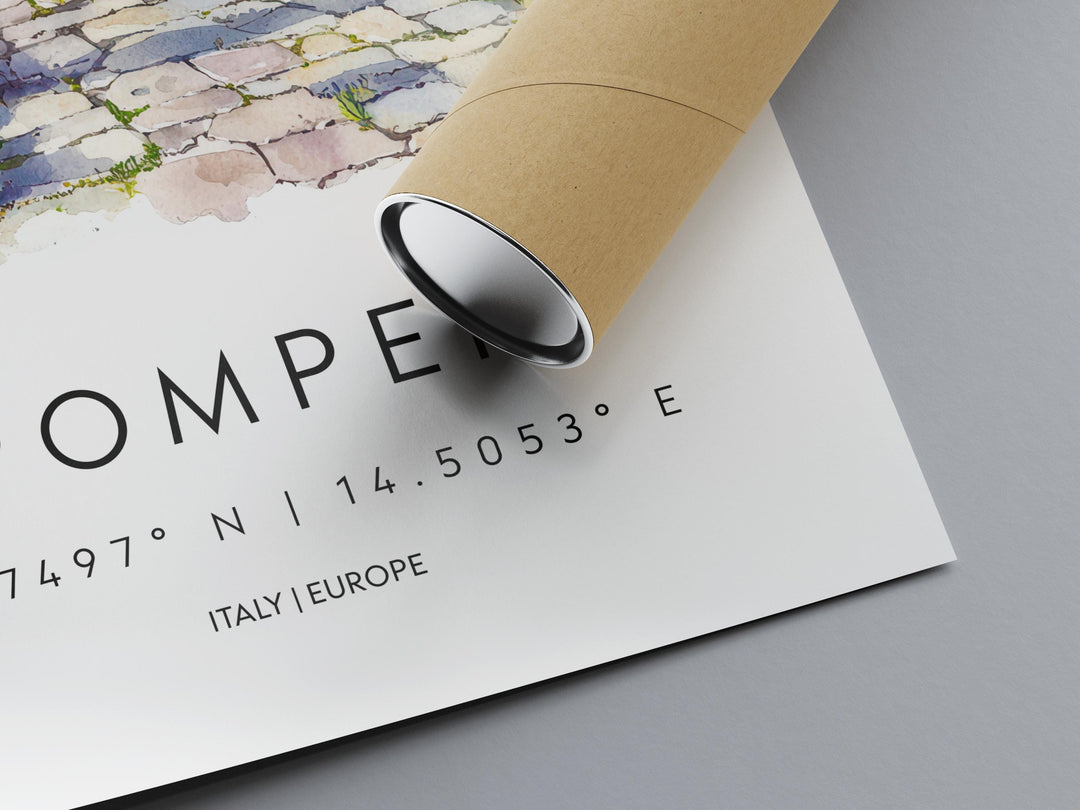 Pompeii Watercolor Poster Pompeii Italy Travel Print Wall Art Pompeii Decor Ancient Roman Ruins Art Print Pompeii Souvenir Gift