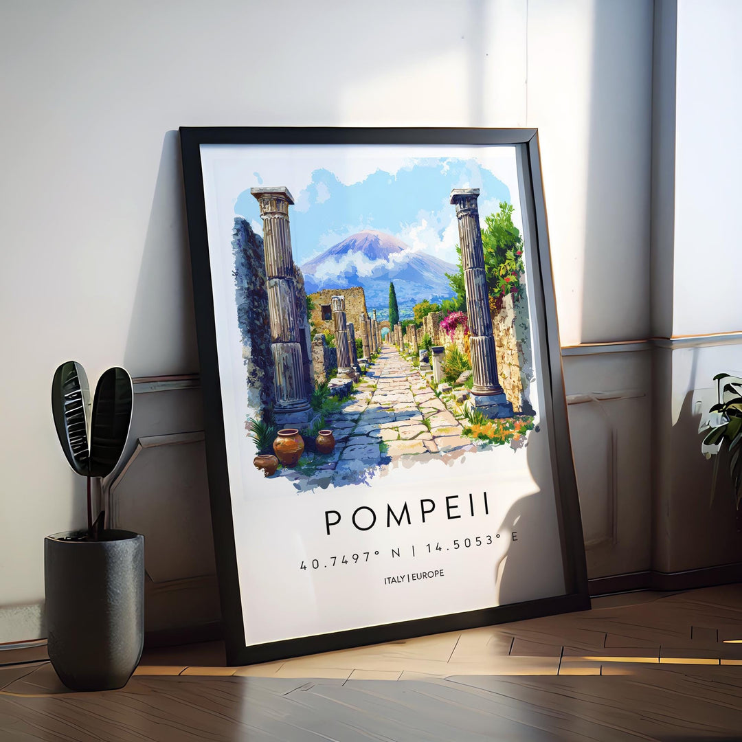 Pompeii Watercolor Poster Pompeii Italy Travel Print Wall Art Pompeii Decor Ancient Roman Ruins Art Print Pompeii Souvenir Gift