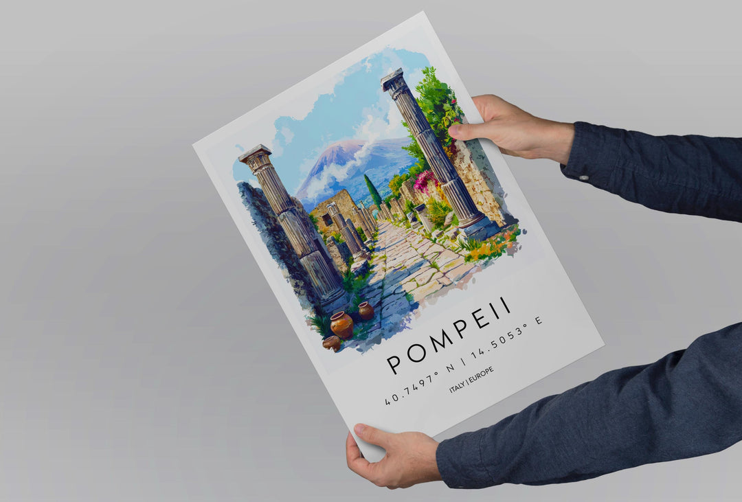 Pompeii Watercolor Poster Pompeii Italy Travel Print Wall Art Pompeii Decor Ancient Roman Ruins Art Print Pompeii Souvenir Gift
