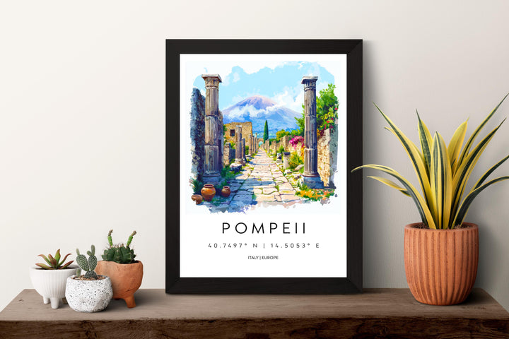 Pompeii Watercolor Poster Pompeii Italy Travel Print Wall Art Pompeii Decor Ancient Roman Ruins Art Print Pompeii Souvenir Gift