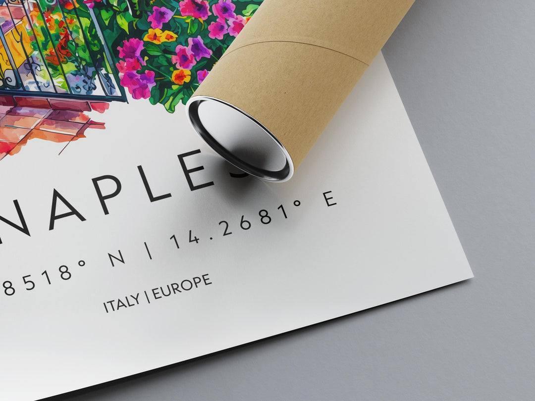 Naples Watercolor Poster Naples Italy Travel Print Wall Art Naples Home Decor Naples Gift Art Lovers Italy Art Naples Cityscape