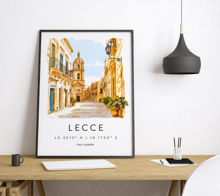 Lecce Watercolor Poster Lecce Italy Travel Print Wall Art Lecce Home Decor Lecce Gift Art Lovers Italy Art Lecce Baroque Cityscape