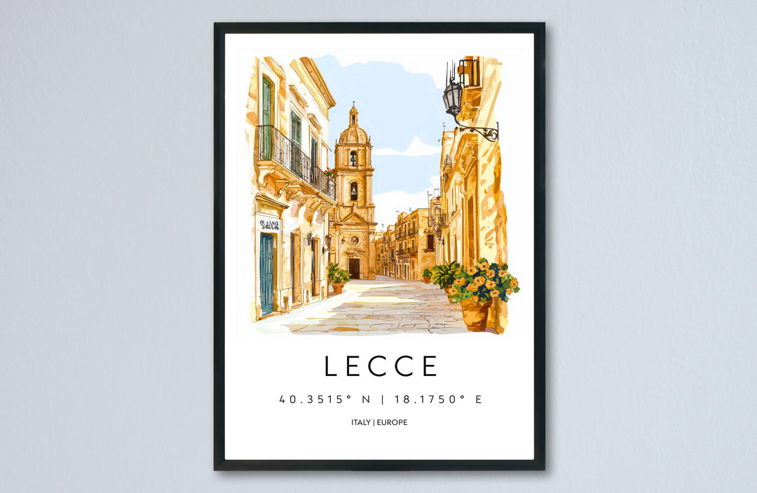 Lecce Watercolor Poster Lecce Italy Travel Print Wall Art Lecce Home Decor Lecce Gift Art Lovers Italy Art Lecce Baroque Cityscape