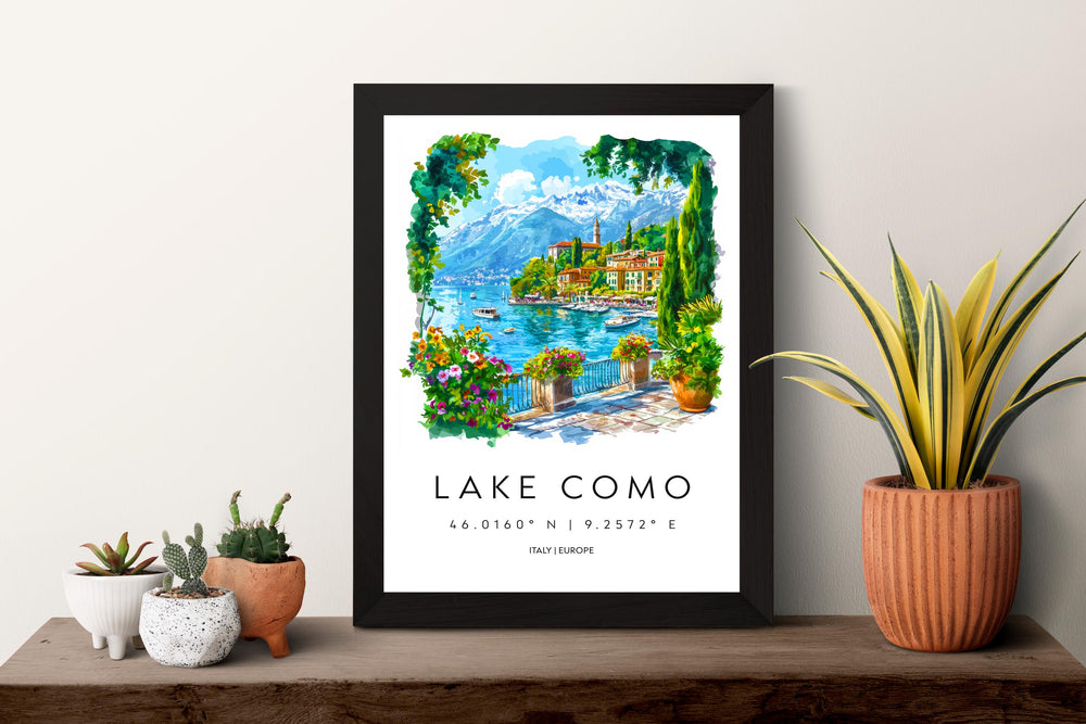 Lake Como Watercolor Poster Lake Como Italy Travel Print Wall Art Lake Como Home Decor Lake Como Gift Art Lovers Italy Art Lake Como