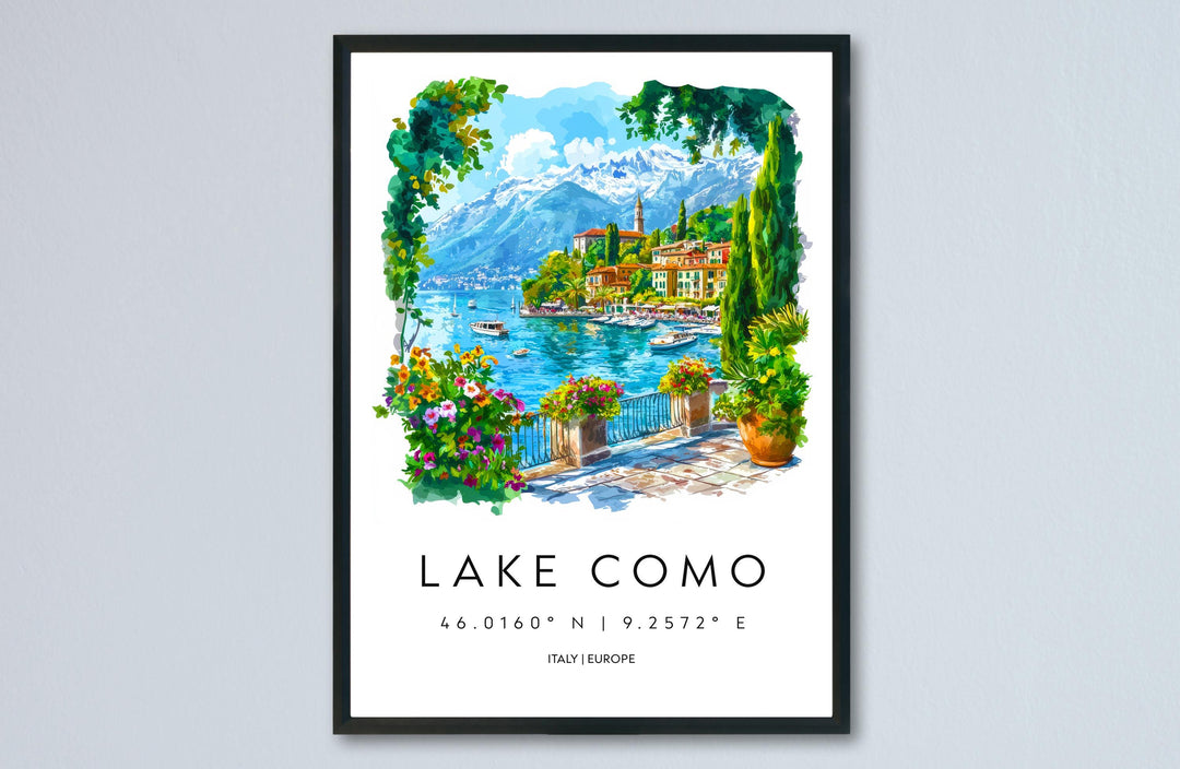Lake Como Watercolor Poster Lake Como Italy Travel Print Wall Art Lake Como Home Decor Lake Como Gift Art Lovers Italy Art Lake Como