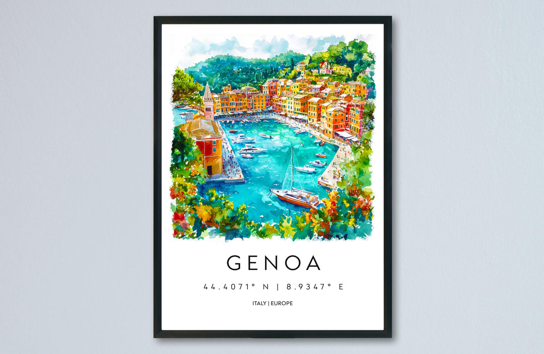 Genoa Watercolor Poster Genoa Italy Travel Print Wall Art Genoa Home Decor Genoa Gift Art Lovers Italy Art Genoa Port Cityscape
