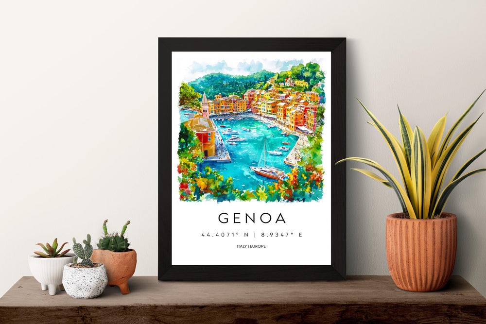 Genoa Watercolor Poster Genoa Italy Travel Print Wall Art Genoa Home Decor Genoa Gift Art Lovers Italy Art Genoa Port Cityscape