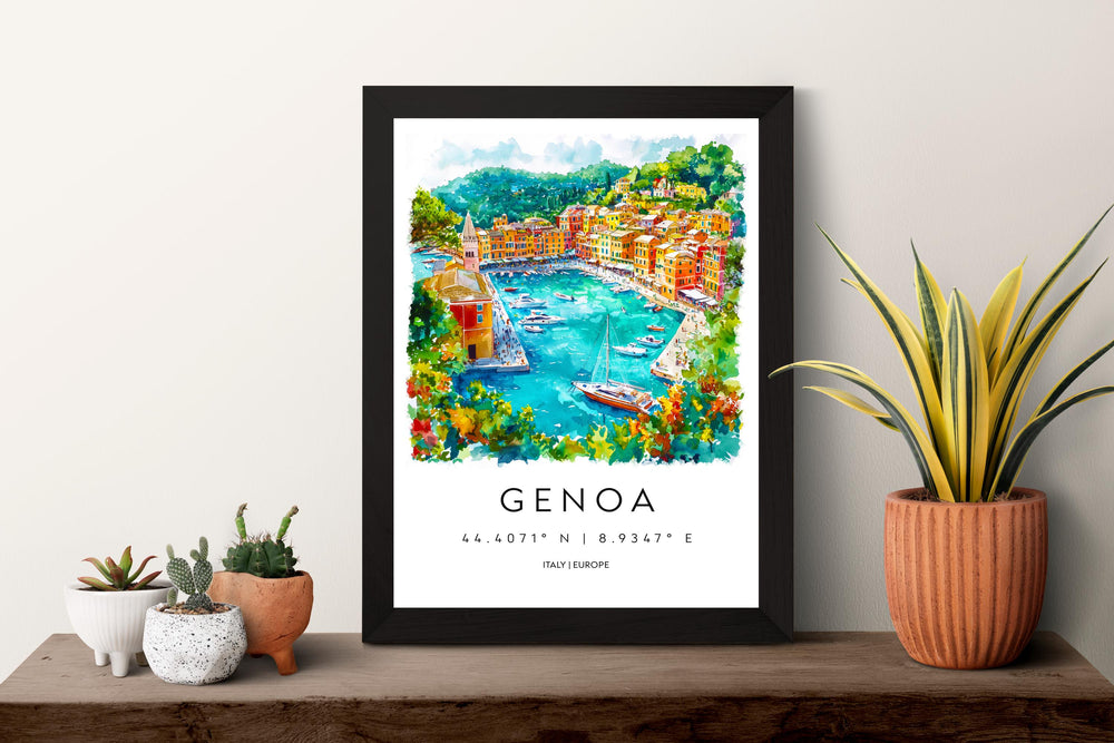 Genoa Watercolor Poster Genoa Italy Travel Print Wall Art Genoa Home Decor Genoa Gift Art Lovers Italy Art Genoa Port Cityscape
