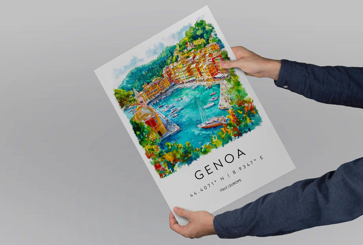 Genoa Watercolor Poster Genoa Italy Travel Print Wall Art Genoa Home Decor Genoa Gift Art Lovers Italy Art Genoa Port Cityscape