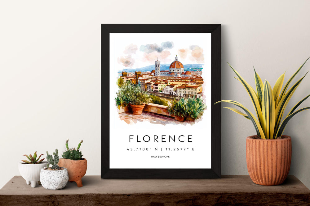 Florence Watercolor Poster Florence Italy Travel Print Wall Art Florence Home Decor Florence Gift Art Lovers Italy Art Florence Cityscape