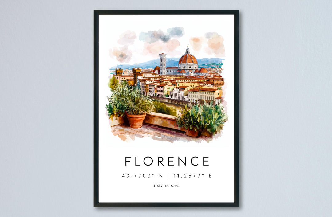 Florence Watercolor Poster Florence Italy Travel Print Wall Art Florence Home Decor Florence Gift Art Lovers Italy Art Florence Cityscape