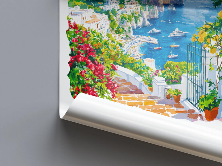 Capri Watercolor Poster Capri Italy Travel Print Wall Art Capri Home Decor Capri Gift Art Lovers Italy Art Capri Island View
