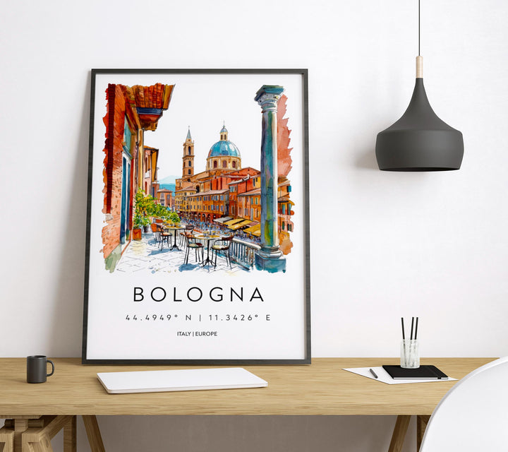 Bologna Watercolor Poster Bologna Italy Travel Print Wall Art Bologna Home Decor Bologna Gift Art Lovers Italy Art Bologna