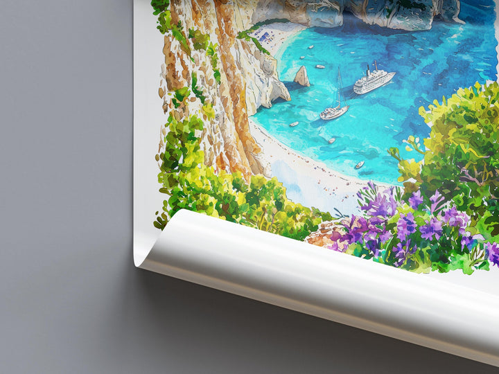 Zakynthos Watercolor Poster Zakynthos Greece Travel Print Wall Art Zakynthos Home Decor Zakynthos Gift Art Lovers Greece Art Zakynthos