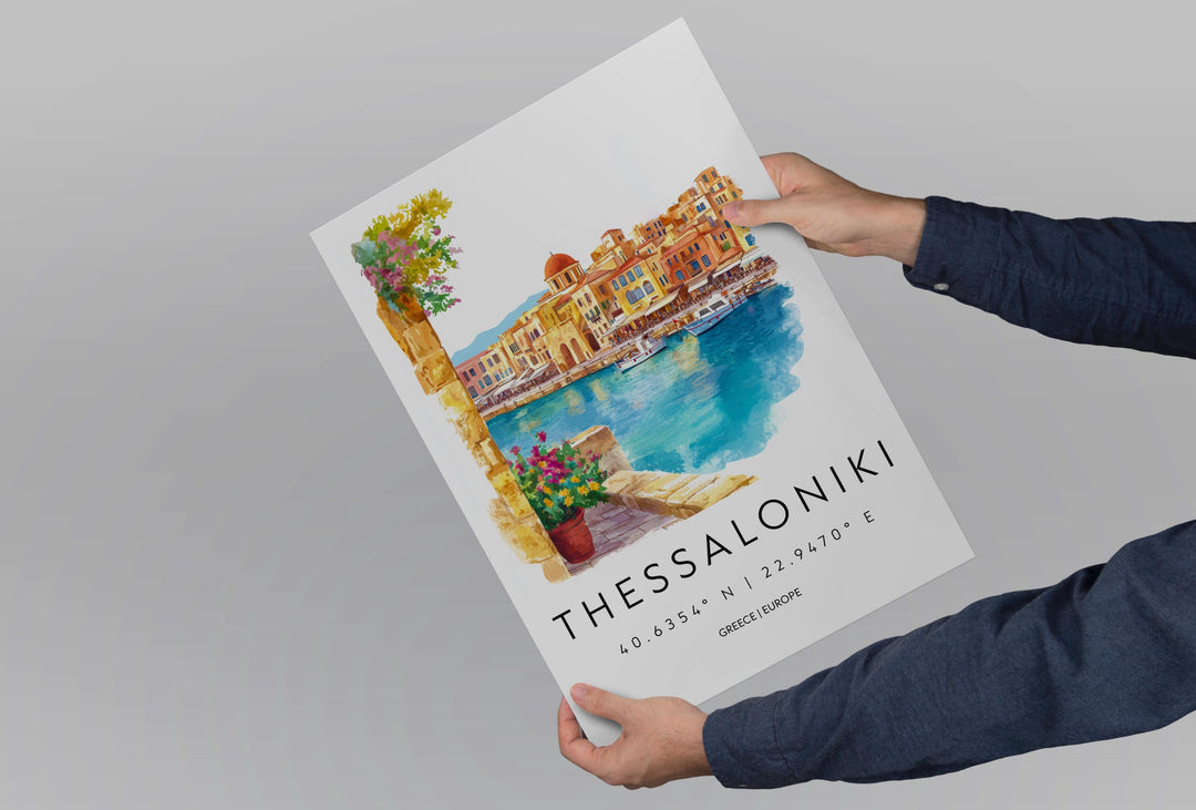 Thessaloniki Watercolor Poster Thessaloniki Greece Travel Print Wall Art Thessaloniki Home Decor Thessaloniki Gift Art Lovers Greece Art