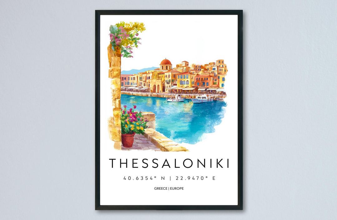 Thessaloniki Watercolor Poster Thessaloniki Greece Travel Print Wall Art Thessaloniki Home Decor Thessaloniki Gift Art Lovers Greece Art