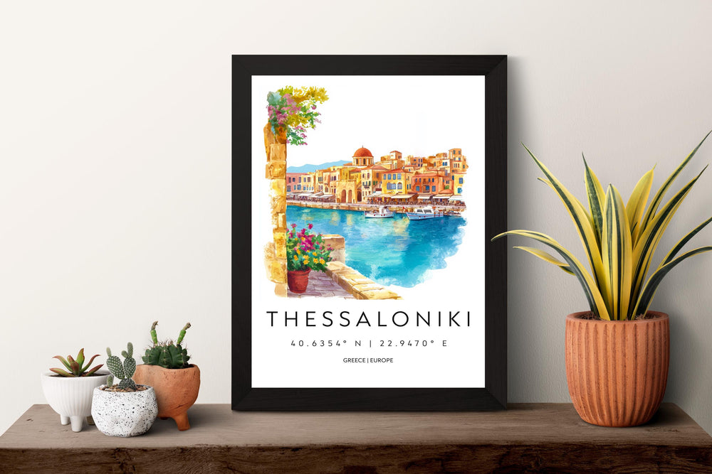 Thessaloniki Watercolor Poster Thessaloniki Greece Travel Print Wall Art Thessaloniki Home Decor Thessaloniki Gift Art Lovers Greece Art