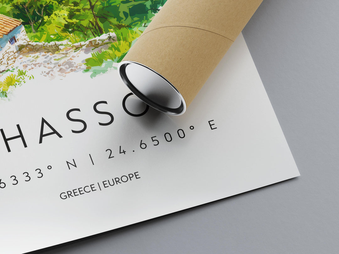 Thassos Watercolor Poster Thassos Greece Travel Print Wall Art Thassos Home Decor Thassos Gift Art Lovers Greece Art Thassos Island